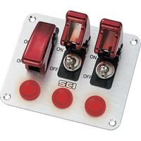 sci r18 p3a control panel with 3x spst toggle switches 12v dc 20a