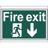 Scan Fire Exit Running Man Arrow Down - PVC 300 x 200mm