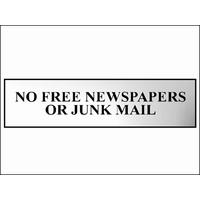 Scan No Free Newspapers Or Junk Mail - Chrome 200 x 50mm