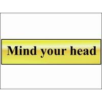 Scan Mind Your Head - Polished Brass Effect 200 x 50mm