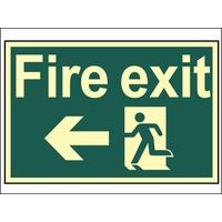 Scan Fire Exit Running Man Arrow Left - Photoluminescent 300 x 200mm