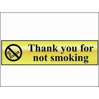 scan thank you for not smoking polished brass effect 200 x 50mm