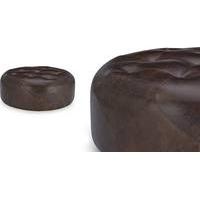 Scott Large Round Ottoman, Vintage Brown Premium Leather