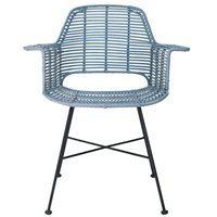 SCANDI STYLE RATTAN TUB DINING CHAIR in Industrial Blue