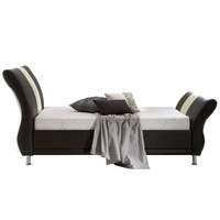 Scipos Faux Leather Bed Frame PVC Black Cream Stripe King