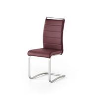 Scala Dining Chair In Bordeaux PU And Brushed Stainless Steel
