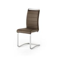 Scala Dining Chair In Brown PU With Brushed Stainless Steel Legs