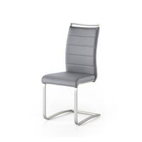 Scala Dining Chair In Grey PU With Brushed Stainless Steel Legs