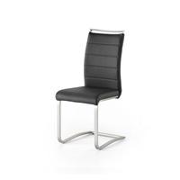 Scala Dining Chair In Black PU With Brushed Stainless Steel Legs