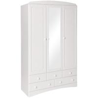 scandi white 3 door 5 drawer wardrobe with mirror