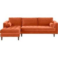 Scott 4 Seater Left Hand Facing Chaise End Sofa, Burnt Orange Cotton Velvet