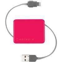 Scosche Retractable Charge and Sync Cable (Pink) for Lightning Devices