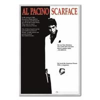 Scarface Poster Silver Framed - 96.5 x 66 cms (Approx 38 x 26 inches)