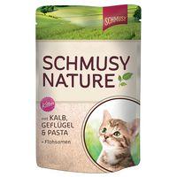 Schmusy Nature Pouches 12 x 100g - Chicken, Salmon, Pasta & Brewer\'s Yeast