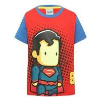 Scribblenauts boys pure cotton short sleeve Superman logo character print detachable cape t-shirt - Red