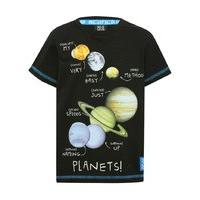 Science Museum boys 100% cotton short sleeve black glow in the dark astronaut slogan print t-shirt - Black