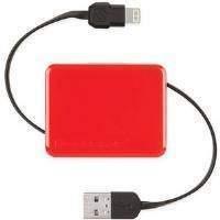 Scosche Retractable Charge and Sync Cable (Red) for Lightning Devices