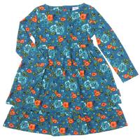 Scandi Floral Girls Dress - Turquoise quality kids boys girls