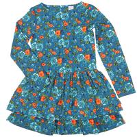 Scandi Floral Girls Dress - Turquoise quality kids boys girls