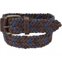 Schoffel Woven Leather Belt, Brown/Blue, S