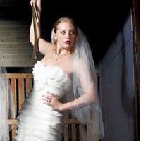 Scattered Pearl Border & Cut Edge Veil - Ivory