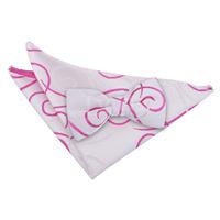 Scroll White & Hot Pink Bow Tie 2 pc. Set