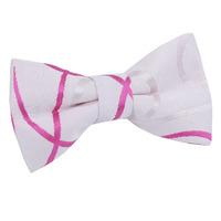 Scroll White & Hot Pink Pre-Tied Bow Tie