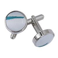 scroll white teal cufflinks