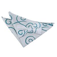 Scroll White & Teal Bow Tie 2 pc. Set