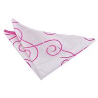Scroll White & Hot Pink Handkerchief / Pocket Square