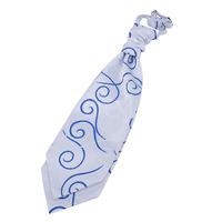 Scroll White & Royal Blue Scrunchie Cravat