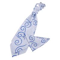 Scroll White & Royal Blue Scrunchie Cravat 2 pc. Set