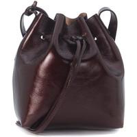 SchÃ¶neberg Brema small bucket bag in bordeaux laminated leather women\'s Shoulder Bag in red