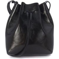 schneberg brema small bucket bag in black laminated leather womens sho ...