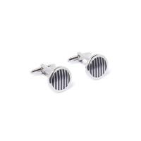 Scott & Taylor Blue Enamel Stripe Circular Cufflinks 0 Blue