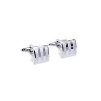 Scott & Taylor Brushed Silver Striped Square Cufflinks 0 Silver Metal