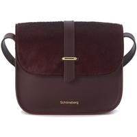 schneberg lipsia shoulder bag in black brushed leather and bordeaux co ...