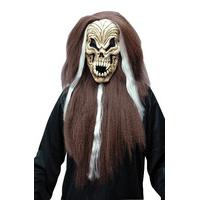 Screaming Skull Mask With Long Straight Hair