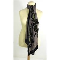 Scarfshop Concrete Grey Scarf with Olive Green and Jet Black Devore