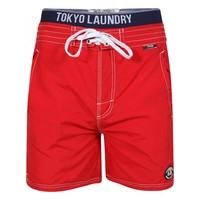 Schader Swim Shorts with Waistband Insert in Red - Tokyo Laundry