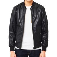 Schott Leather Bomber Jacket Black men\'s Leather jacket in black