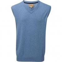 Schoffel Cotton/Cashmere Sleeveless V Neck, Denim, Small