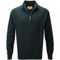 Schoffel Cotton/Cashmere 1/4 Zip Jumper, Forest, Large