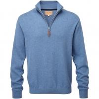 Schoffel Cotton/Cashmere 1/4 Zip Jumper, Denim, Medium