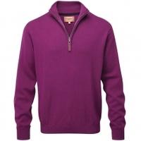 Schoffel Cotton/Cashmere 1/4 Zip Jumper, Plum, Small