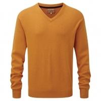 Schoffel Cotton/Cashmere V Neck Sweater, Ochre, XL