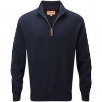 Schoffel Cotton/Cashmere 1/4 Zip Jumper, Navy, Small