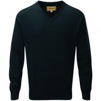 Schoffel Cotton/Cashmere V Neck Sweater, Forest, XXL