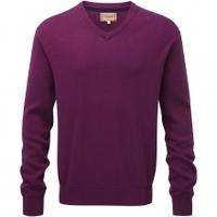 Schoffel Cotton/Cashmere V Neck Sweater, Plum, Medium