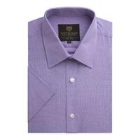 Scott & Taylor Violet End on End Short Sleeve Shirt 20 VIOLET